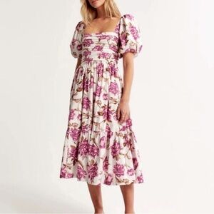 Abercrombie & Fitch Pink Floral Midi Dress
